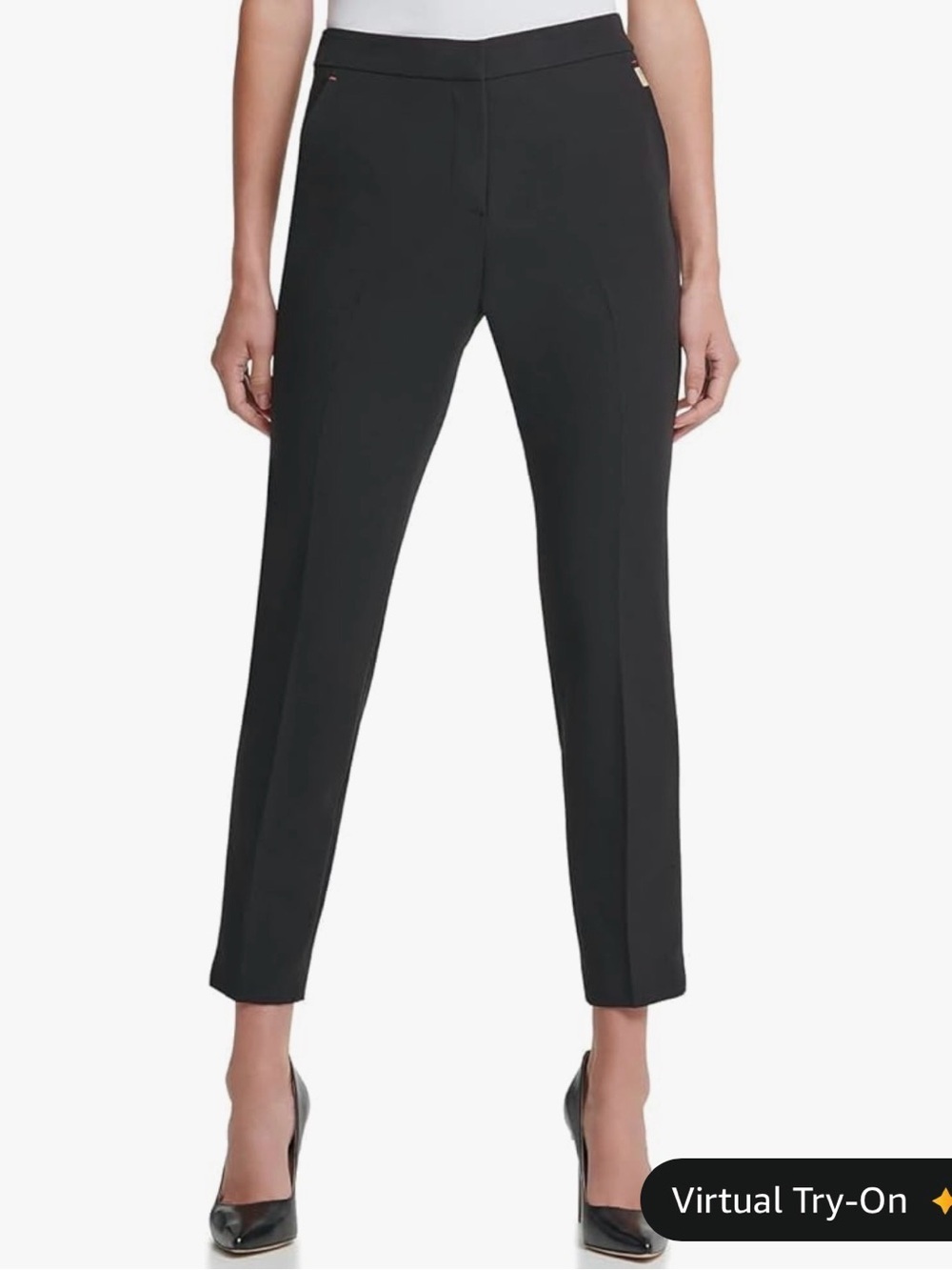 Tommy Hilfiger Black Dress Pants with Logo Accent